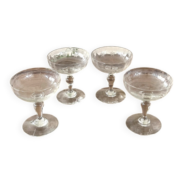 Champagne coupes etched set of 4