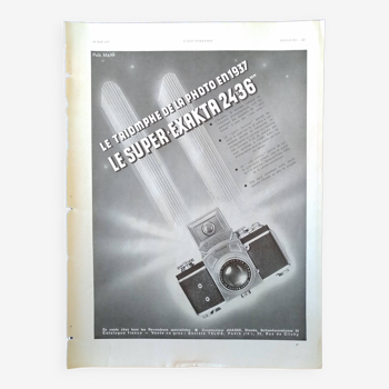 Une publicité papier revue 1937  appareil photo : le super exakta  24 x 36 mm  jhagee  dresde