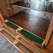 Teak and rosewood enfilade with drawers and doors in marquetry, Denmark, 1950.