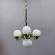 Art Deco Brass and Opaline Glass Chandelier, 1930s
