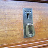 Low art-deco wood and marble chest of drawers