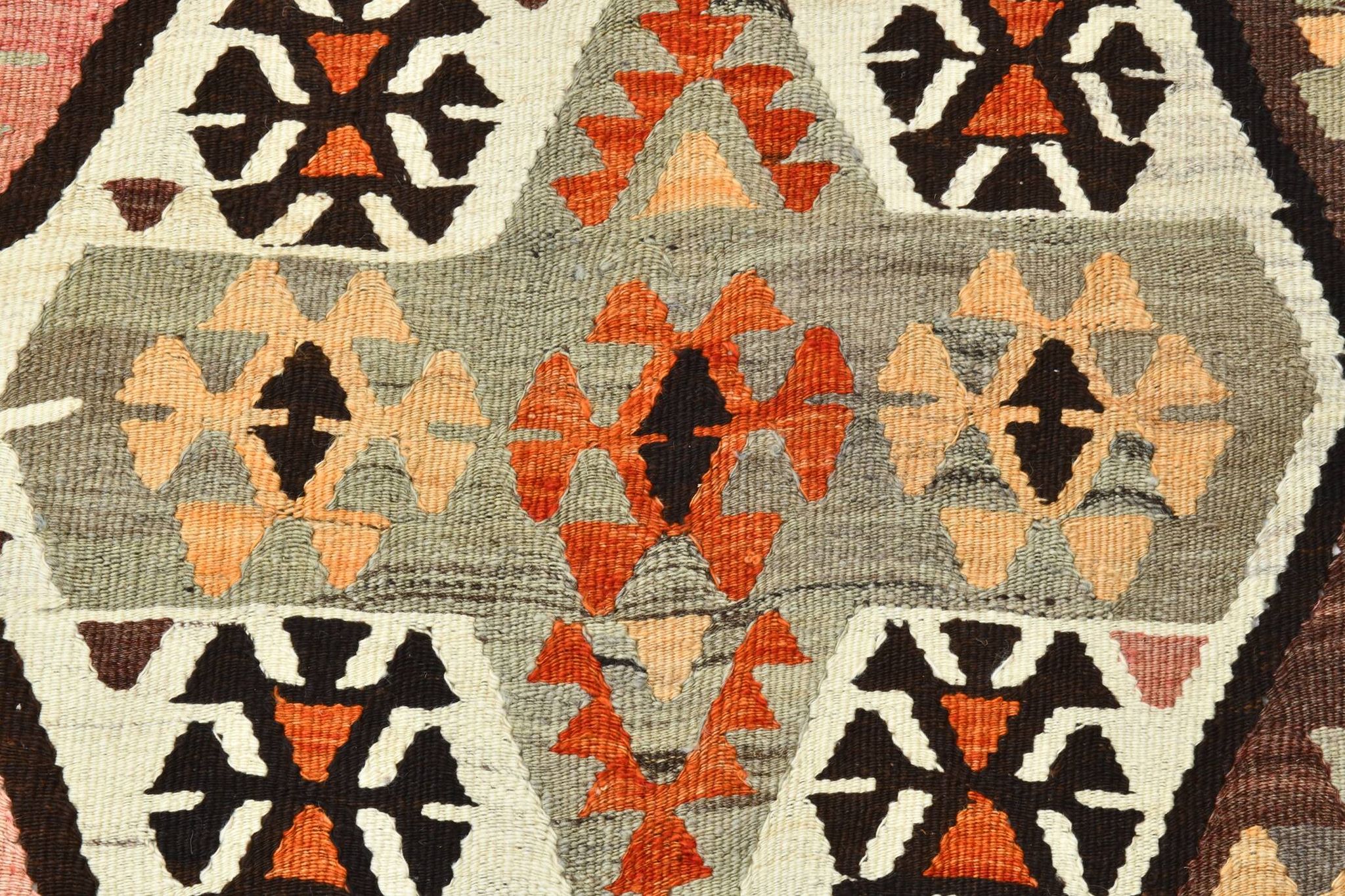 6x10 Kilim Grey & Brown Bohemian Area Kilim Rug, 171x306 Cm