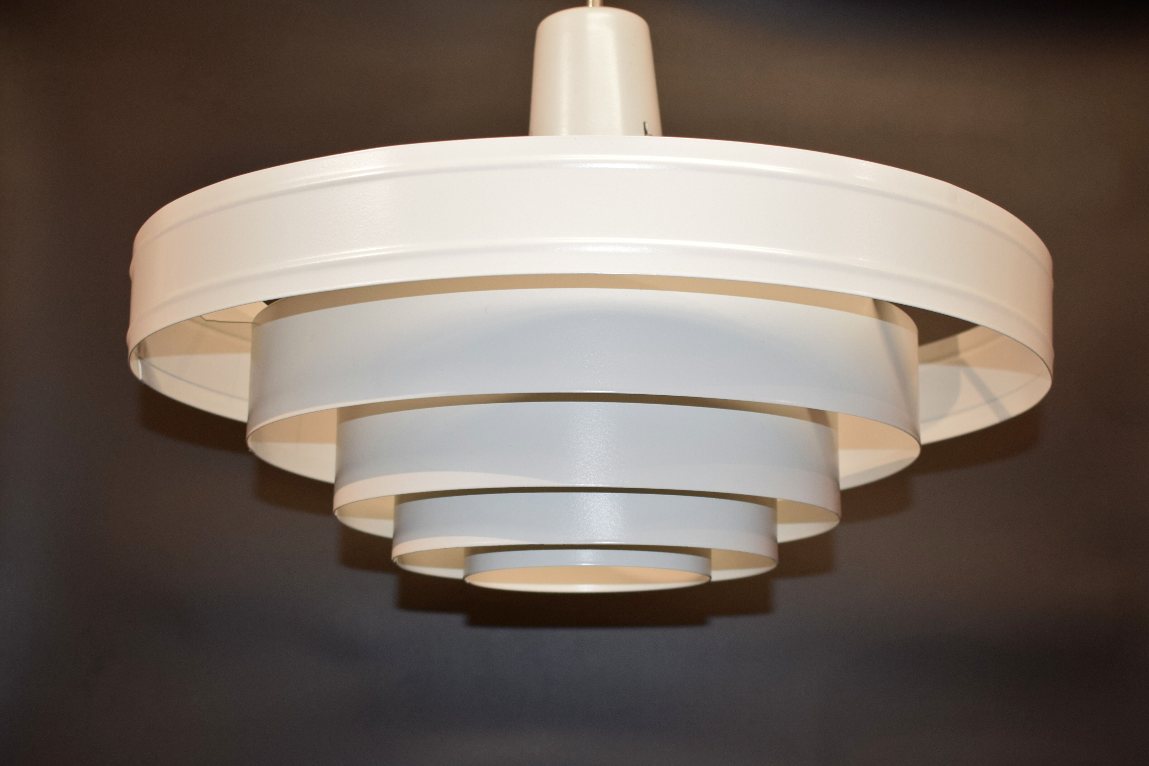 Satin white lacquered metal hanging from the 1960s