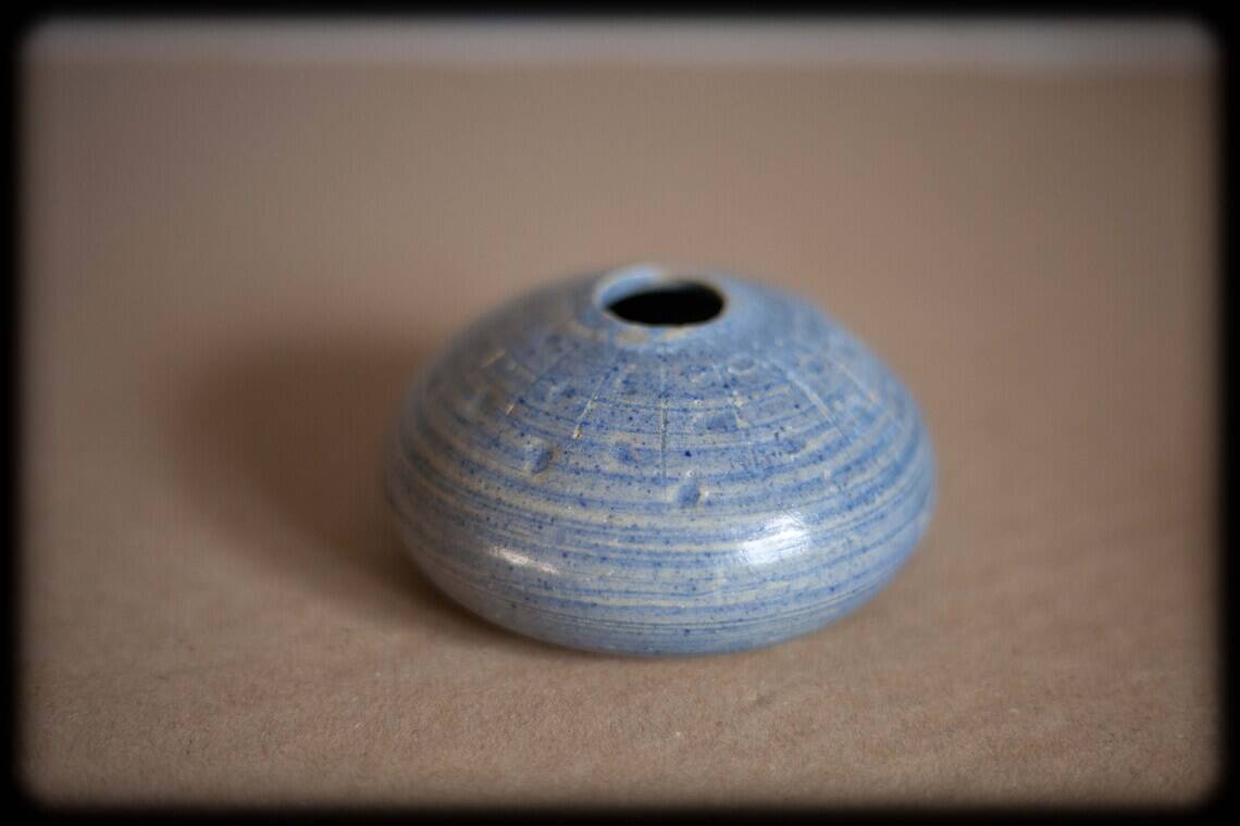 Set of 3 ceramic vases, ball vase and sea urchin vase, signed vase, collection,