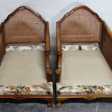 Pair of 1920s caned Chippendale armchairs
