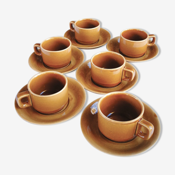 Set of 6 tea cups / glazed ceramic coffee