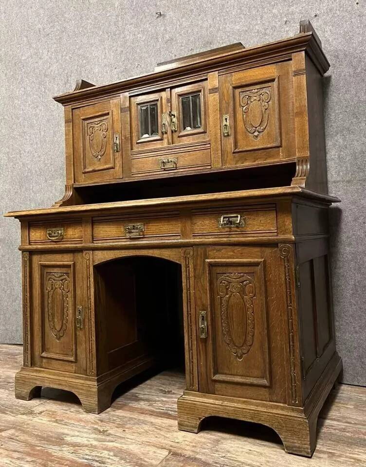 Bureau à gradin époque Art Nouveau en chêne vers 1900
