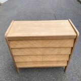 Commode scandinave 4 tiroirs rénovée en bois brut 1940