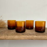 8 mismatched vintage amber glasses