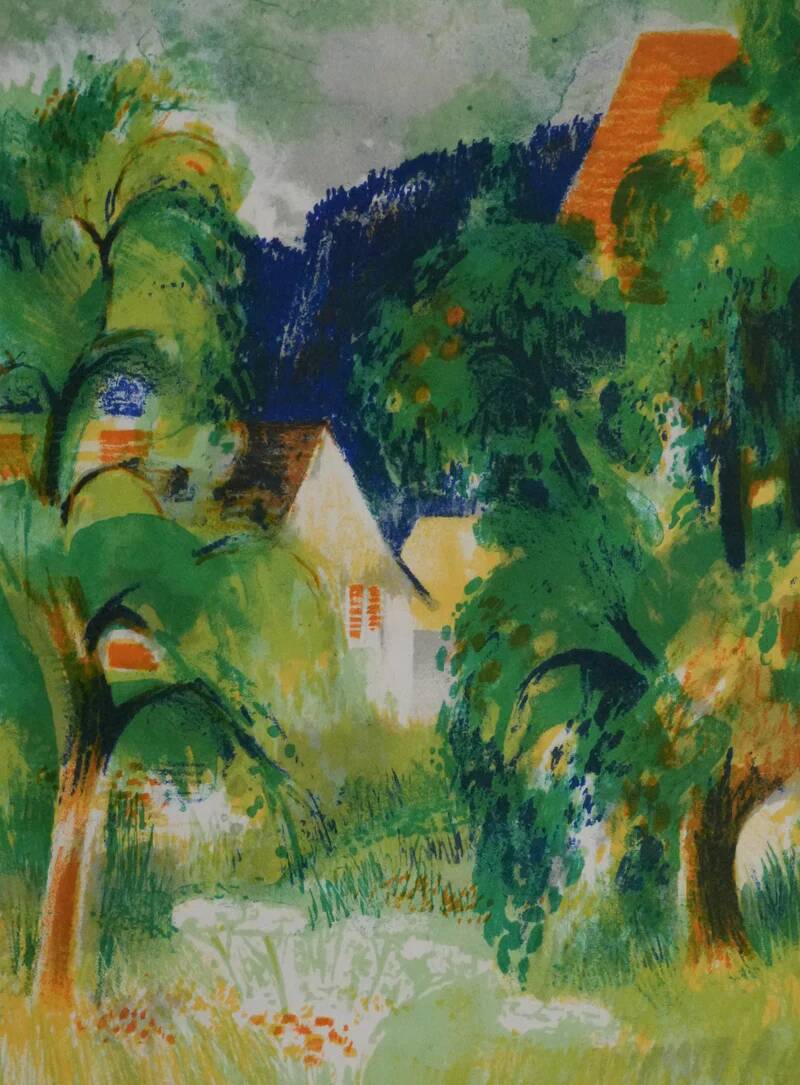 Paul Collomb: Path in Summer, original signed lithograph.