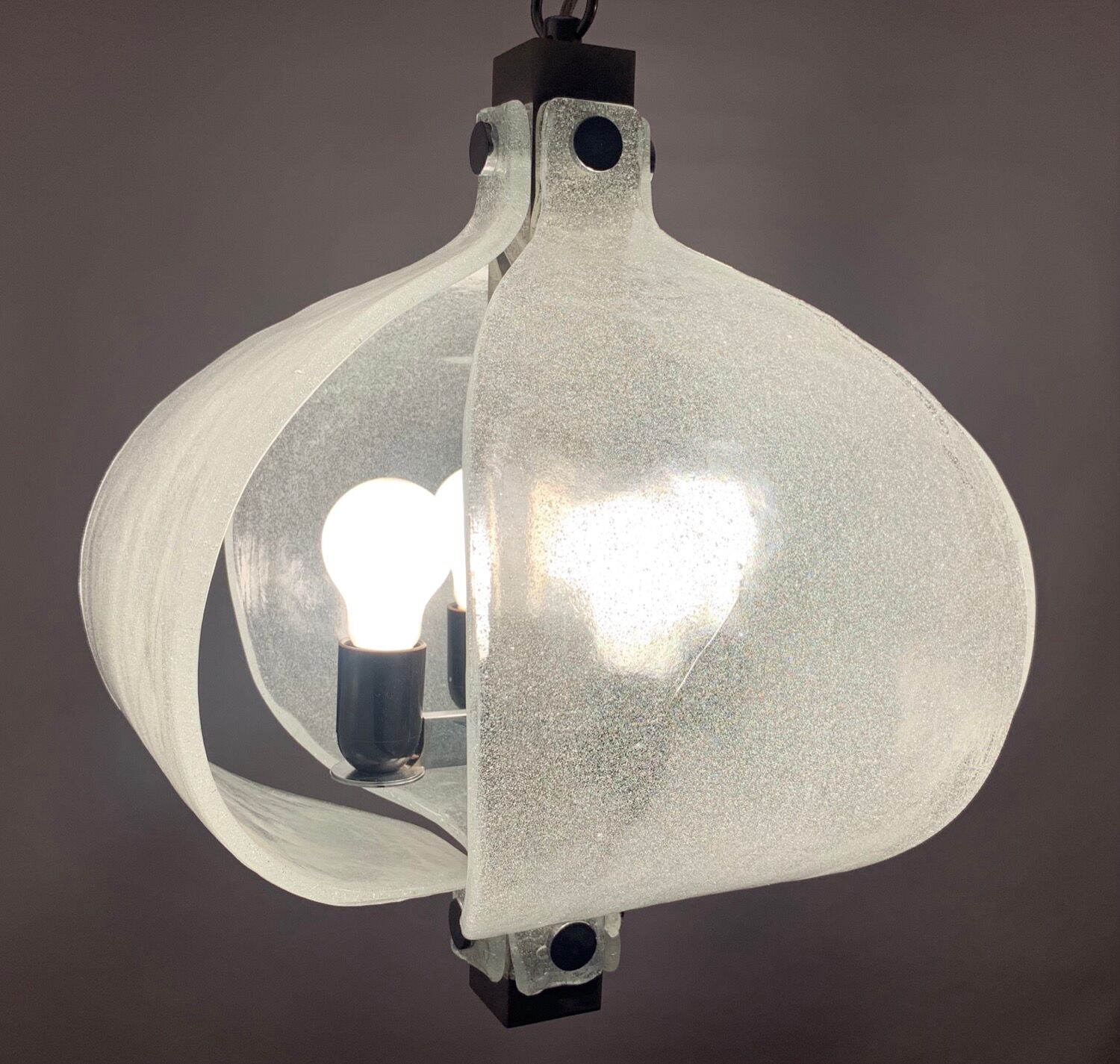 1960s Kaiser Murano Glass and Chrome Ceiling Light