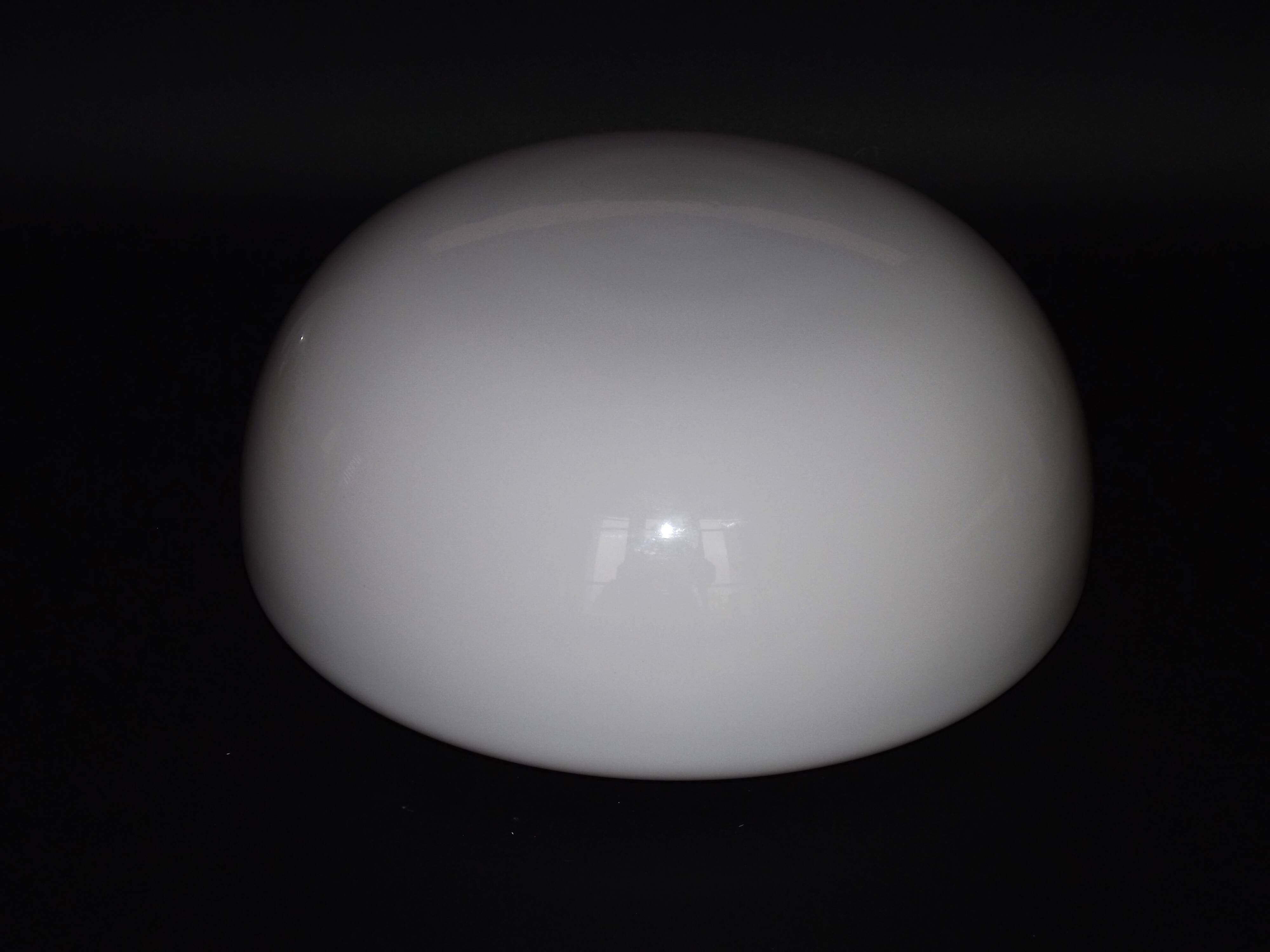 Vintage White Opaline Glass Dome Ceiling Light / Wall Light - Metal Base