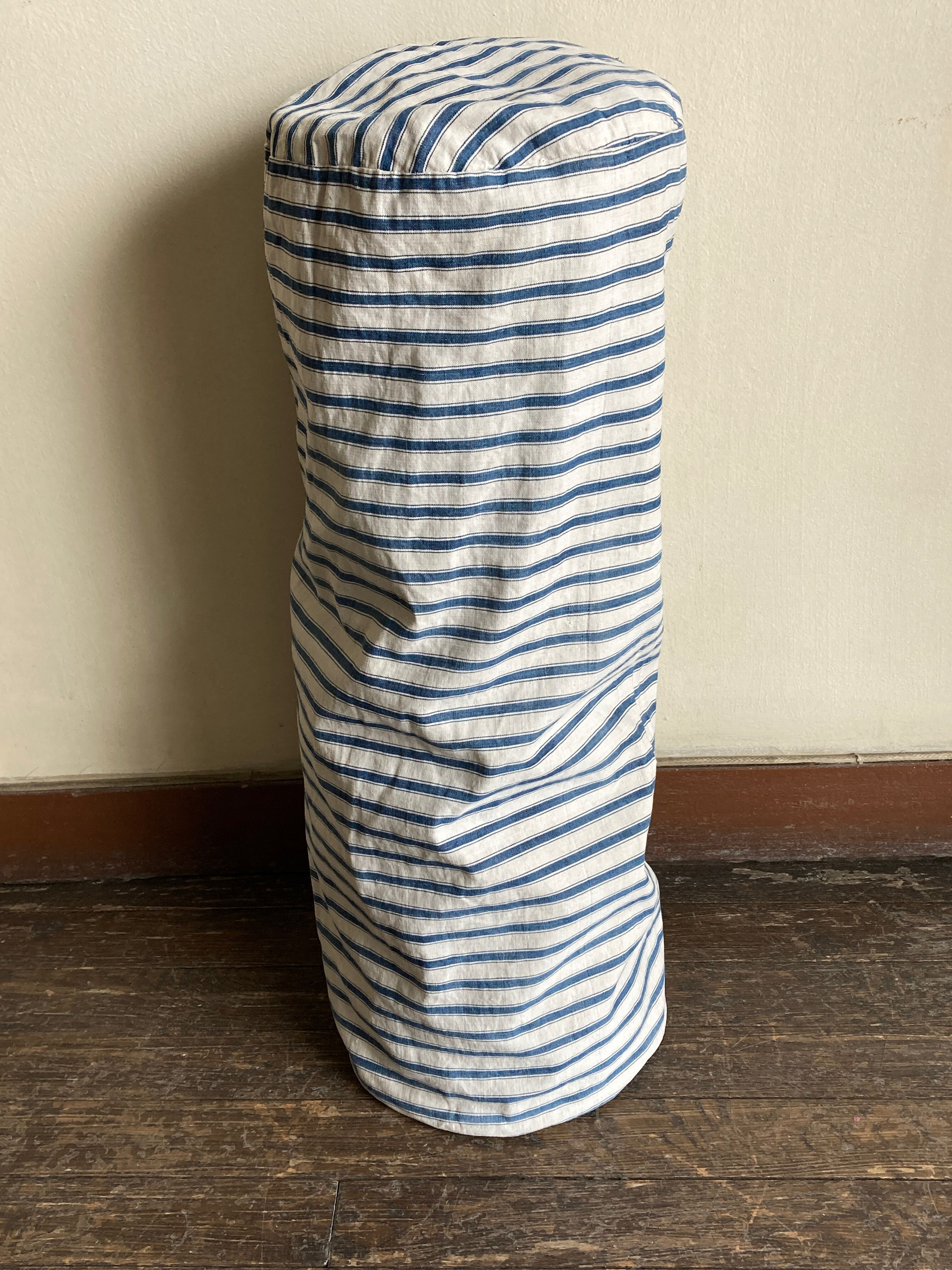 19th century canvas duffel cushion ticking mattress filled with feathers