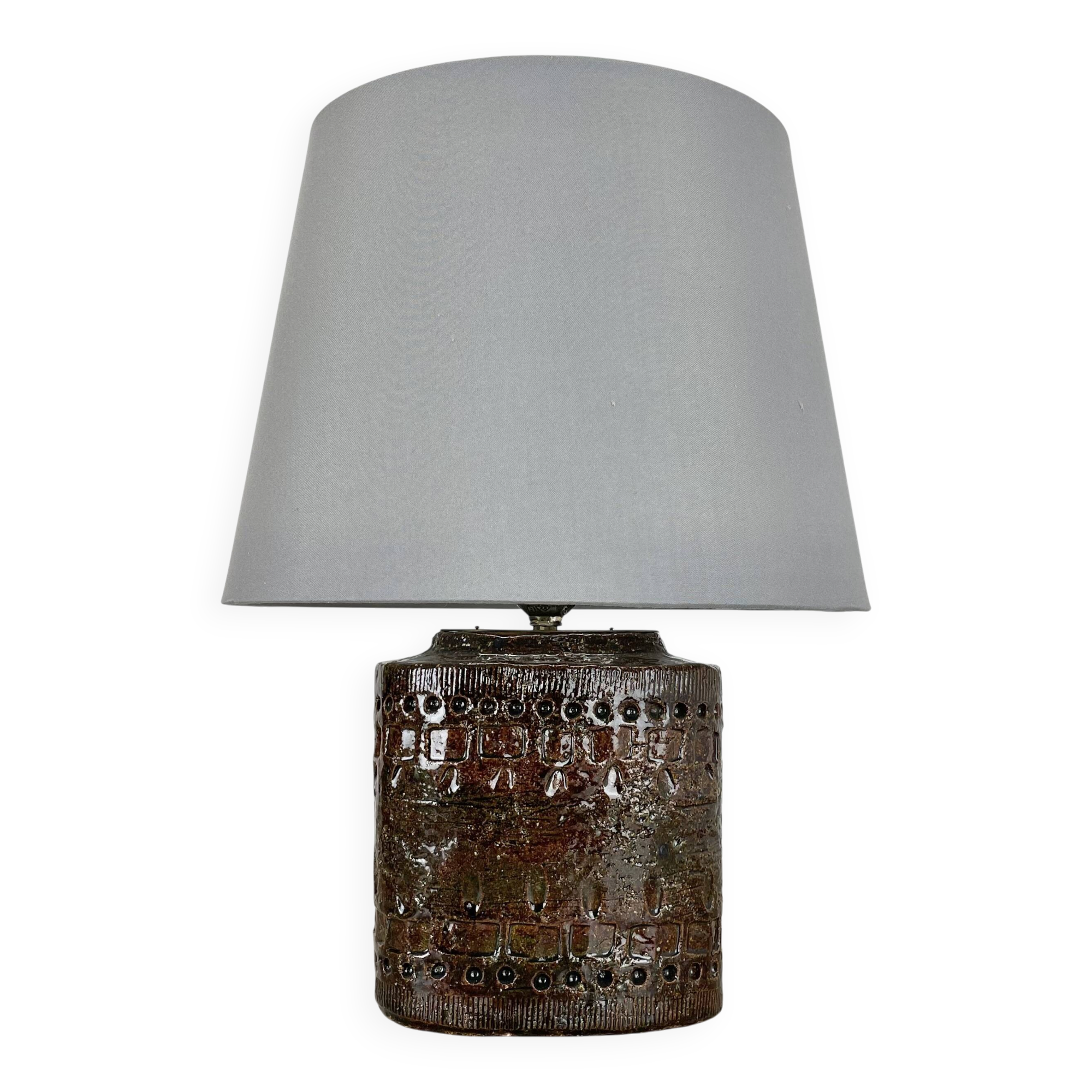 Large 25cm Abstract Ceramic Table Lamp with Pattern attributed to Bitossi, Italy, 1970s