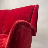Italian Two-Seater Red Sofa from by I.S.A. Bergamo, 1950s