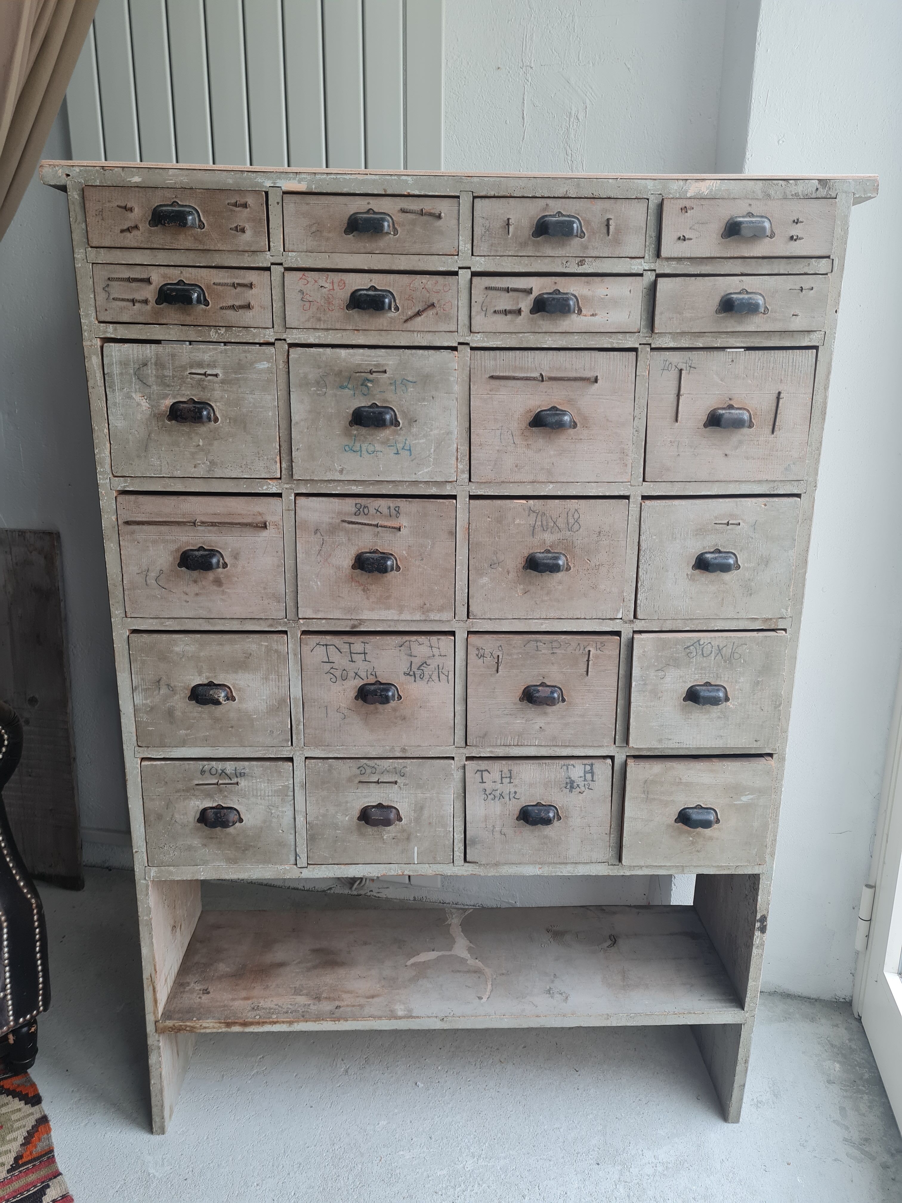 Old workshop furniture with drawers