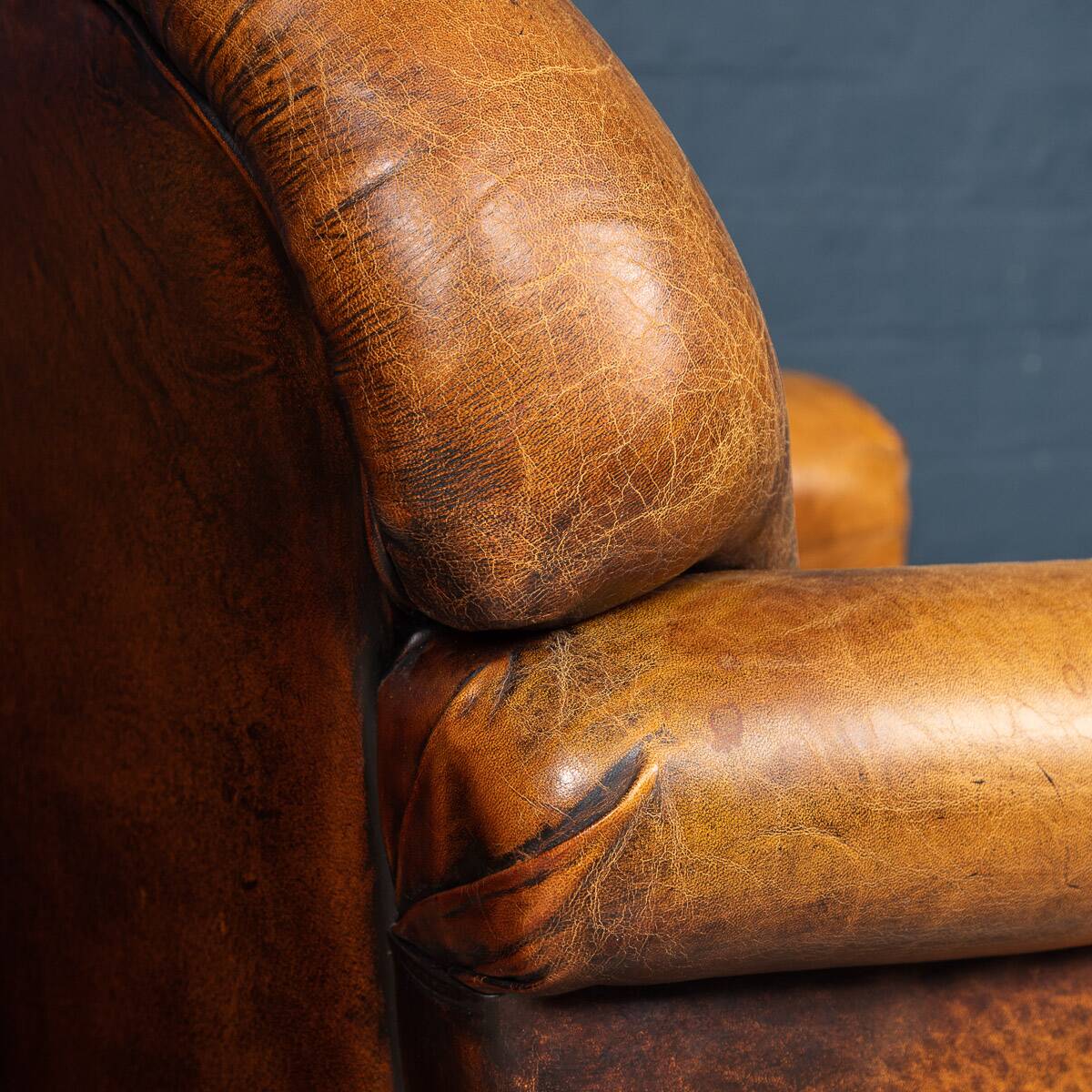 Vintage 20thc pair of dutch leather club chairs c.1980