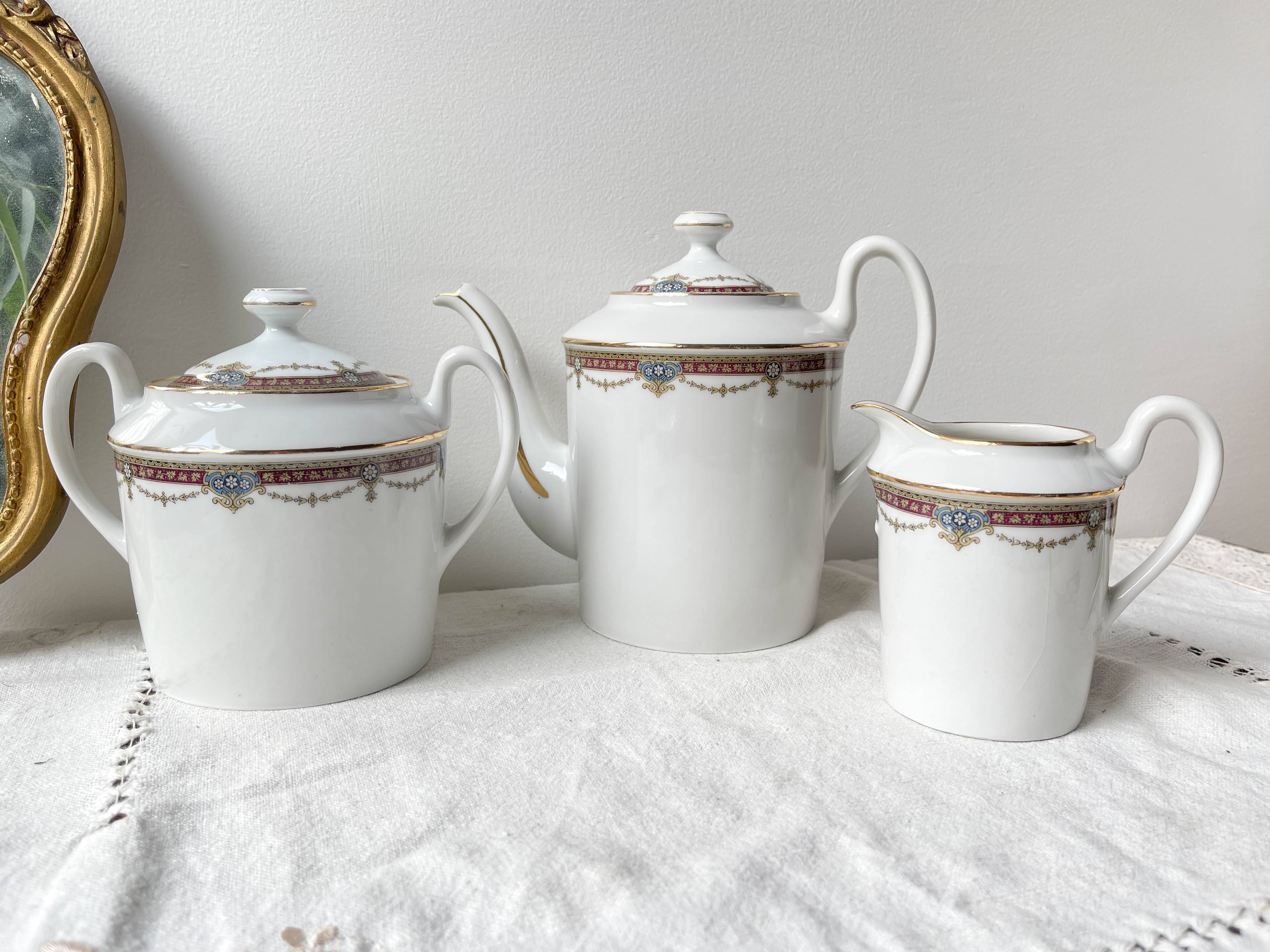UML France Vintage Porcelain Tea Coffee Set for 2 People