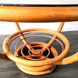Bamboo coffee table and glass design 60s - 70s