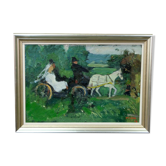 Peinture moderne suédoise 1973 huile sur panneau Ove Olson (1903-1975)