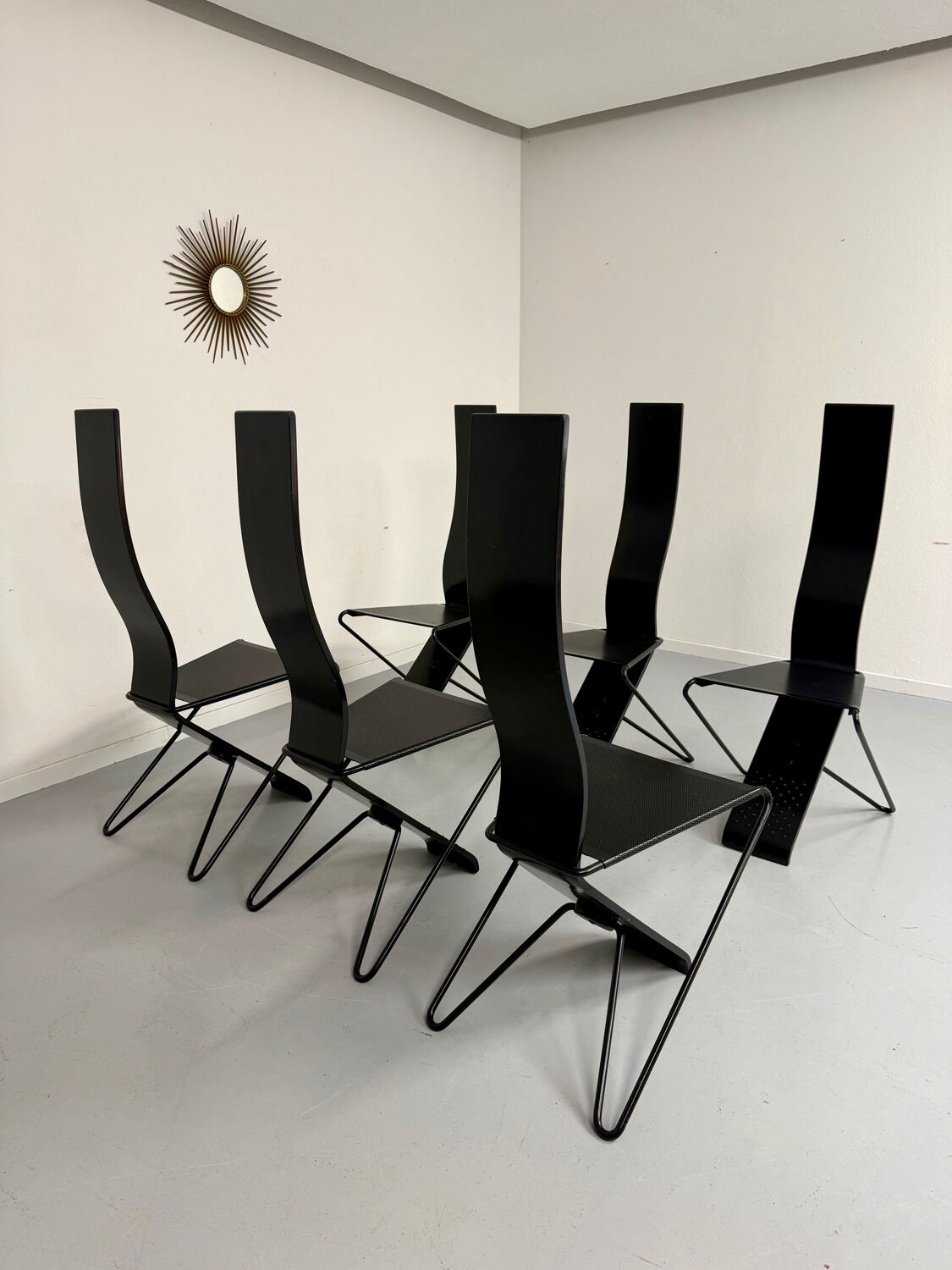 Set of 6 Italian design chairs by Pietro Arosio, postmodern, 1980s.