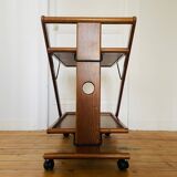 Vintage wooden trolley serving cart, 1960