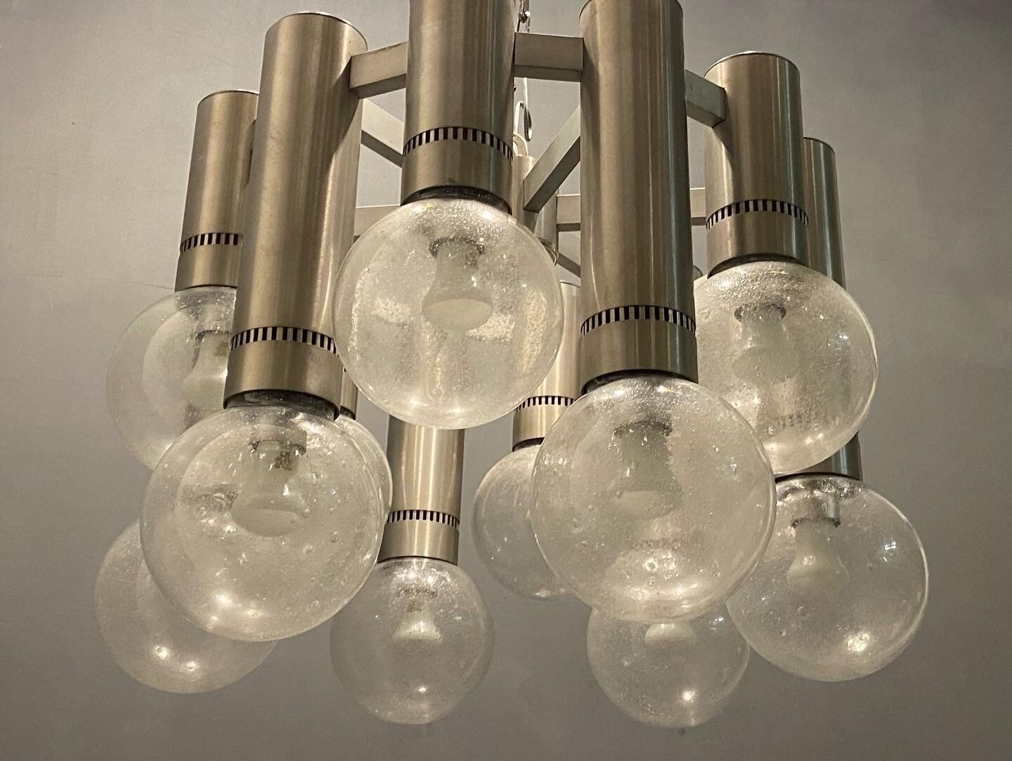 Mid-century chrome murano glass pendant