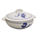 Old earthenware tureen with blue flower, Moulin des loups and hamage France, model