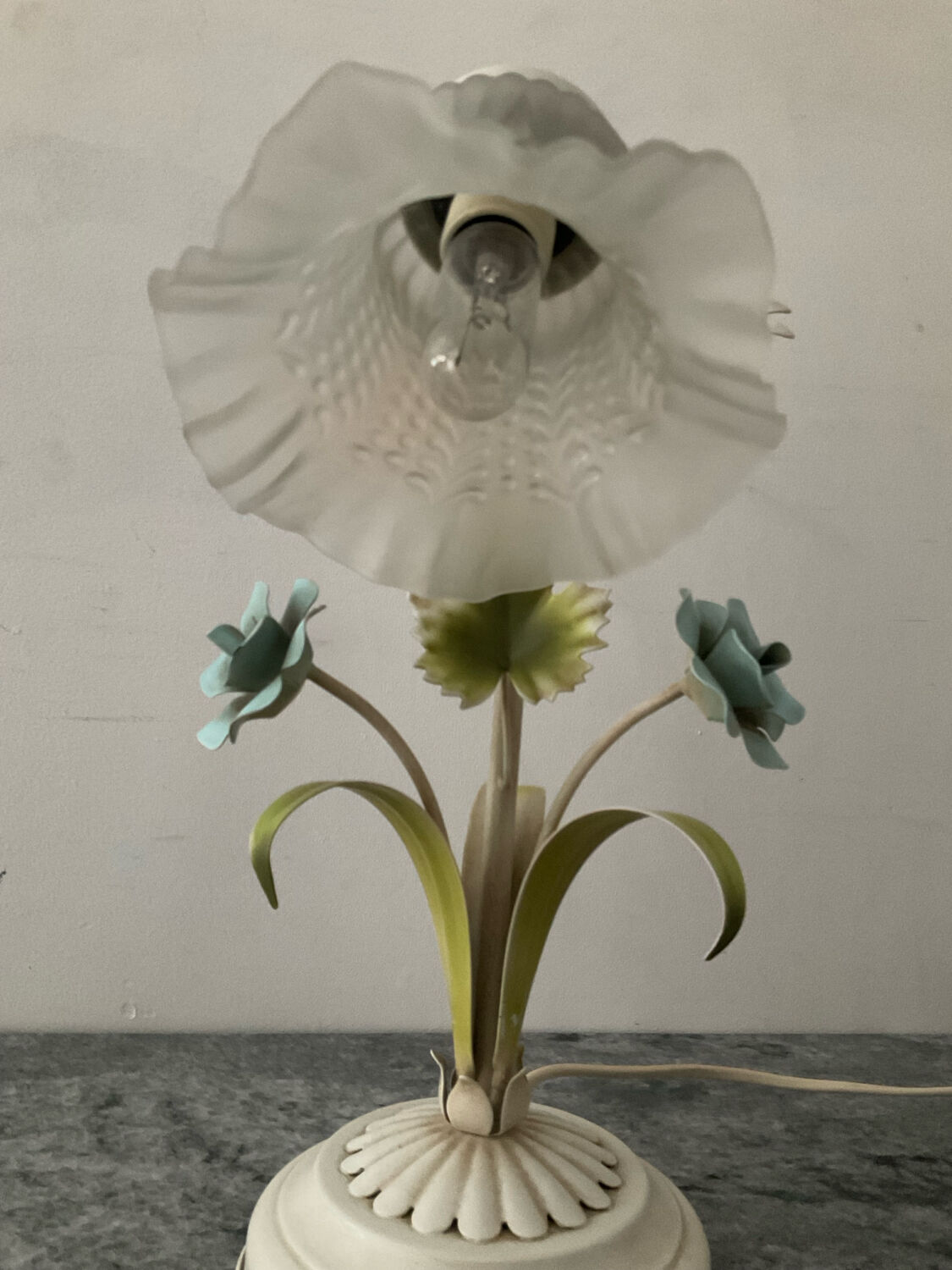 Vintage lamp in metal and glass