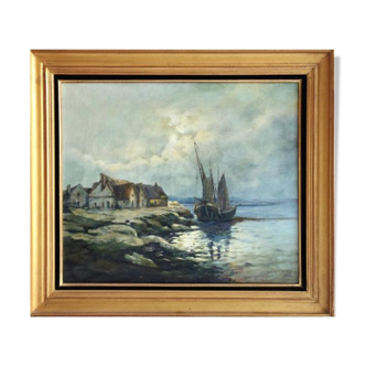 Painting XXth signed and dated 47
