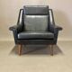 High black leather armchair “scandinavian design” 1950.