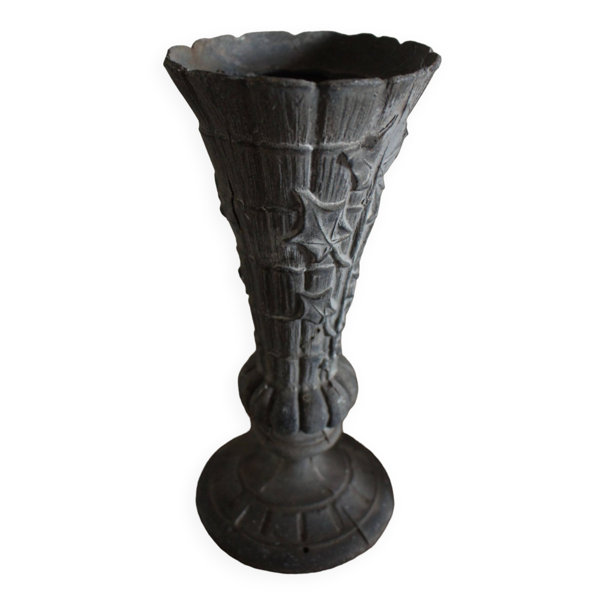 Cemetery Pedestal Vase with Pewter