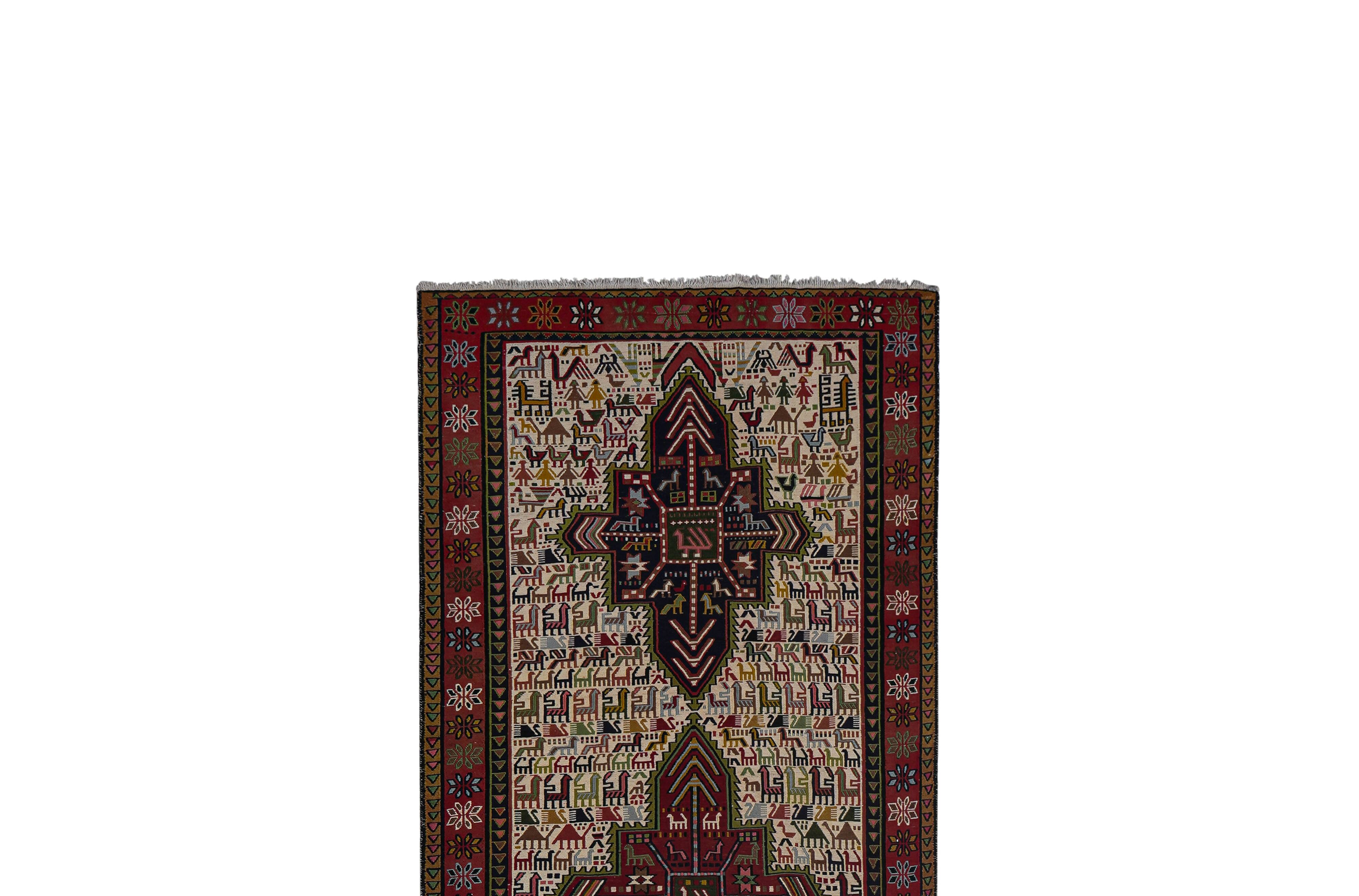 Vintage Turkish Oushak Rug Handwoven 104x285 cm