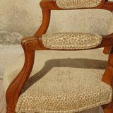 Pair of Louis XVI armchairs, upholstered in giraffe-pattern velvet