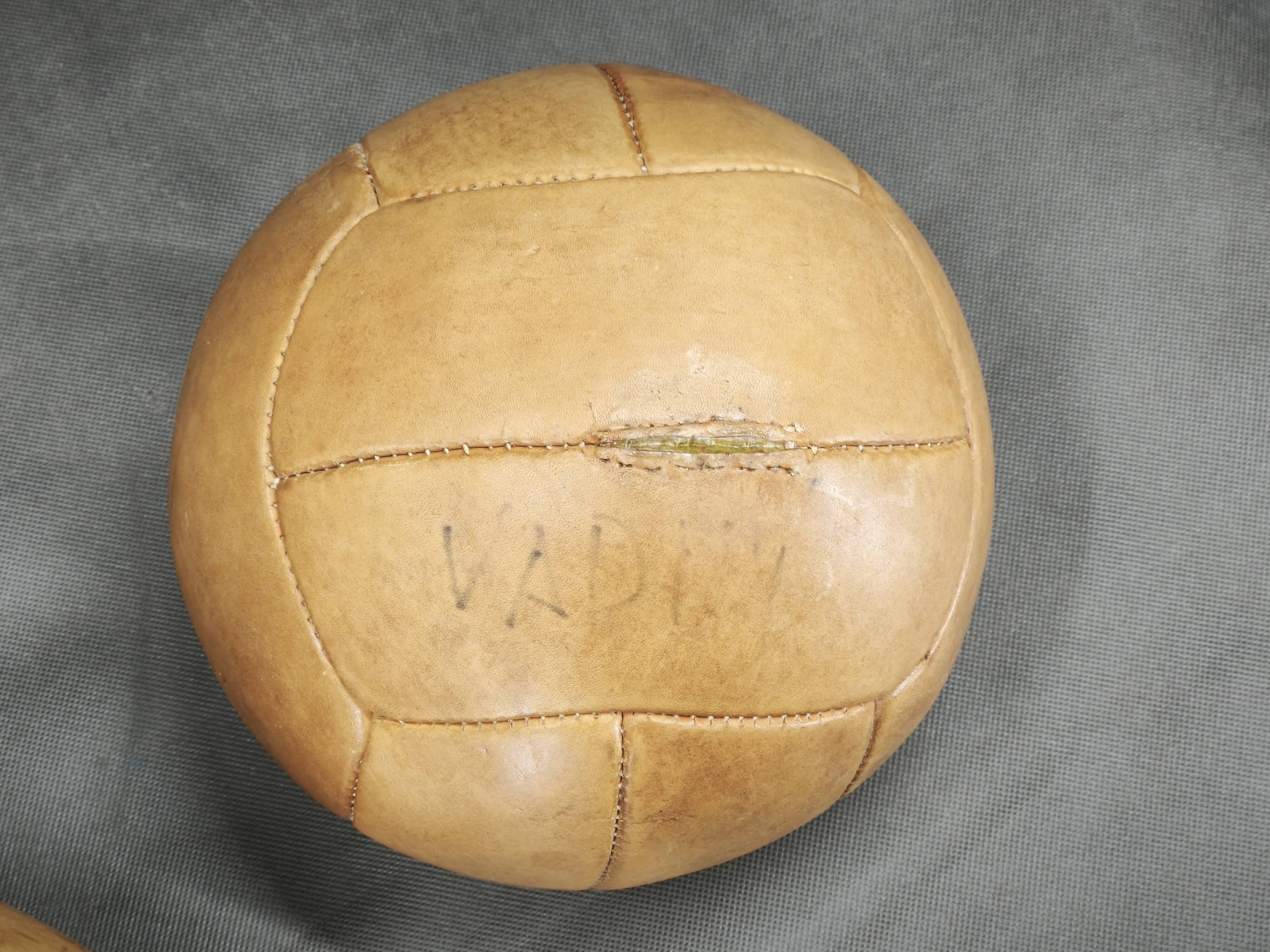 Set of Three Czech Leather Medicine Balls, 1950s