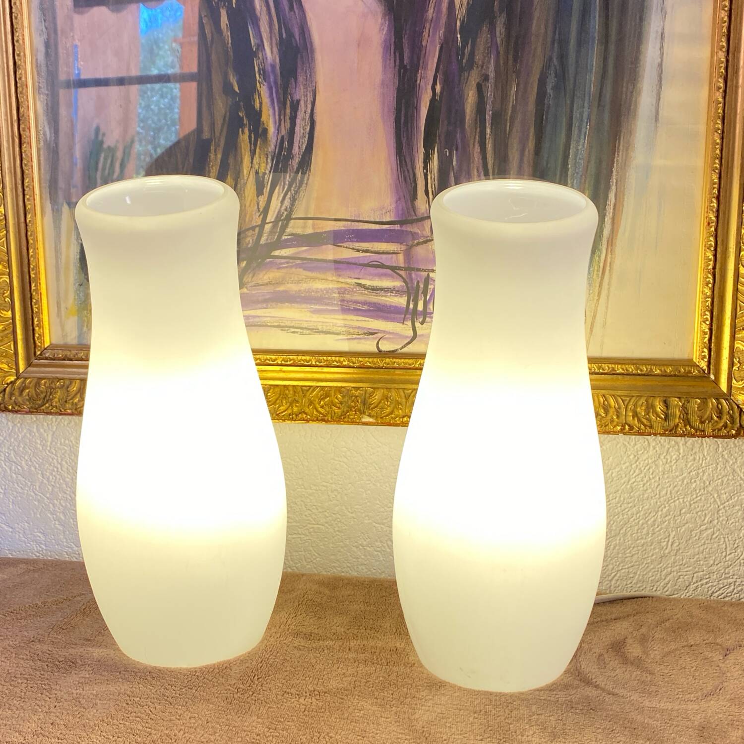 Paire de lampes en verre Mylonit Ikea 1990