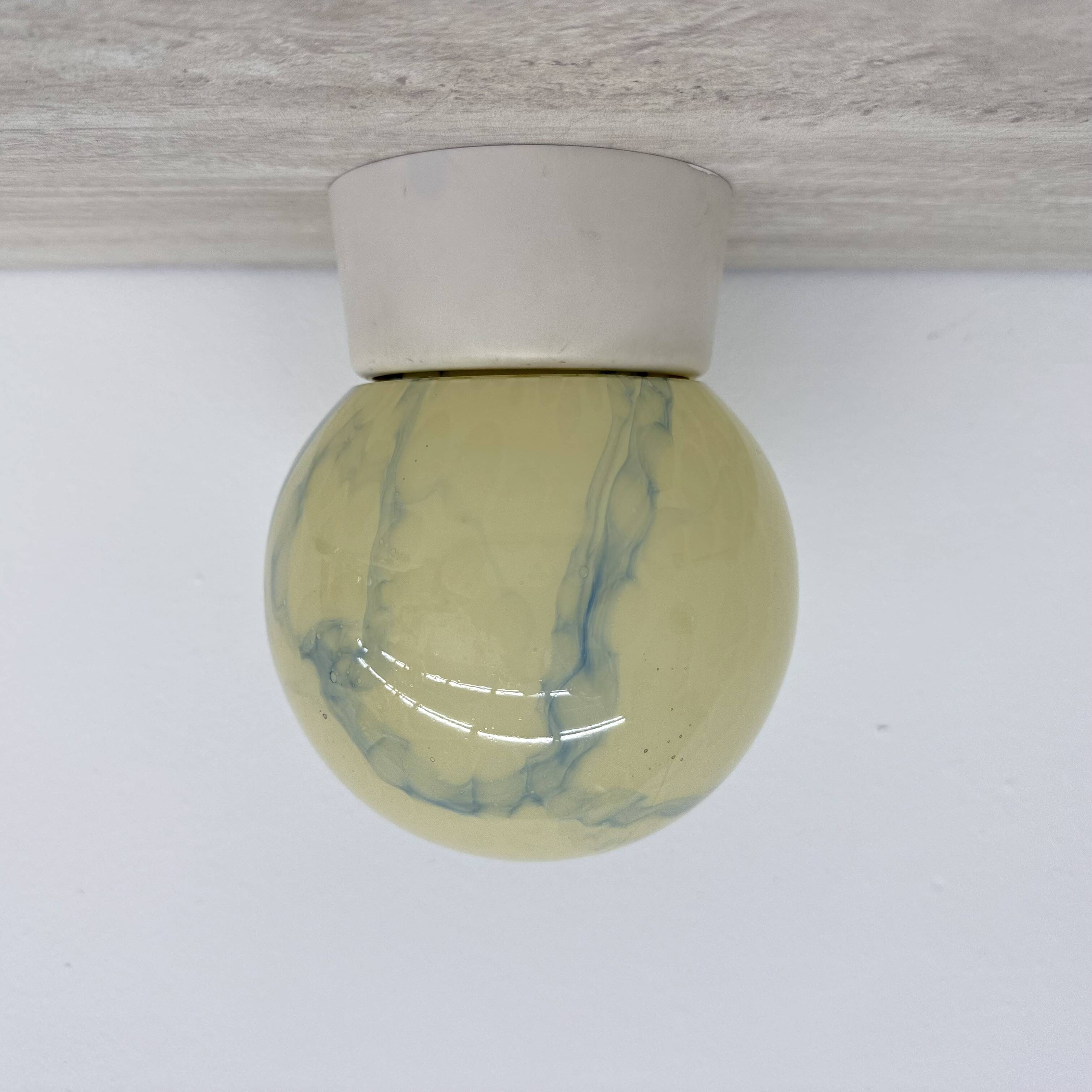 Thabur art deco marbled glass ceiling lamp , 1930s the Netherlands