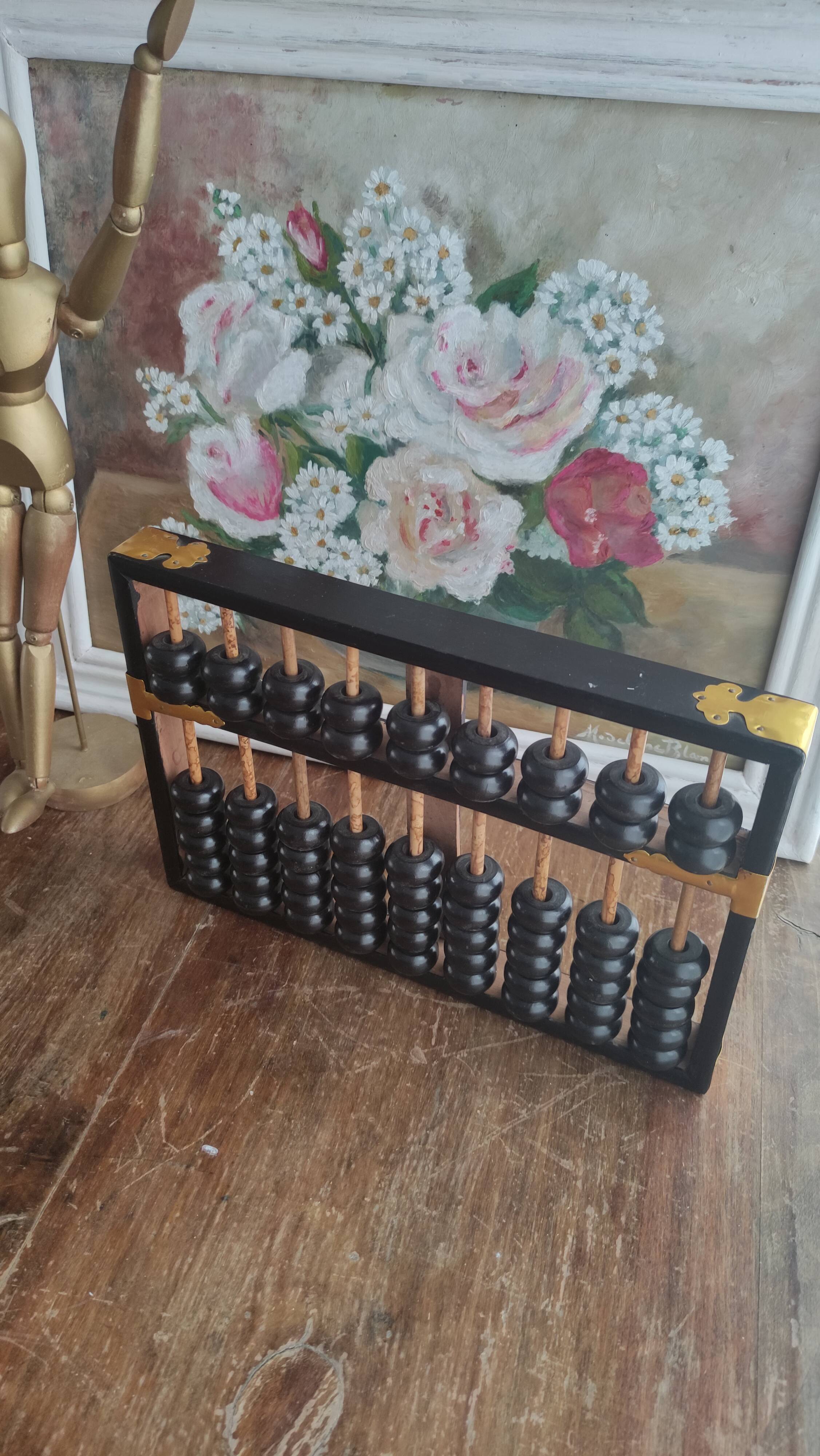 Boulier chinois en bois et laiton