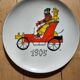 Dessert plates and their Gien earthenware dish illustrated by J. Charmoz automobile theme