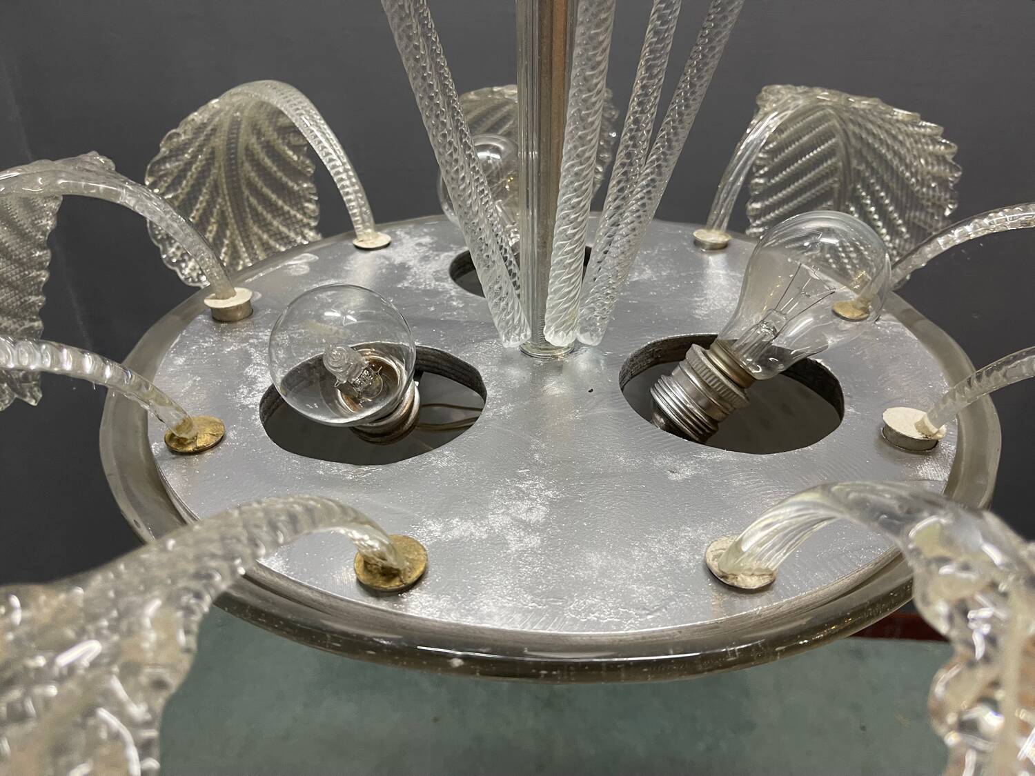 Grand lustre cascade en verre de Murano Barovier, années 1940