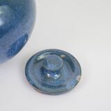 Small blue ceramic box with signed lid
