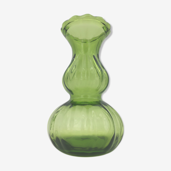 Vintage glass vase, chlorophyll green color.