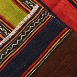 4x8 Brown & Blue Turkish Vintage Kilim Rug 139x245Cm SK 2314