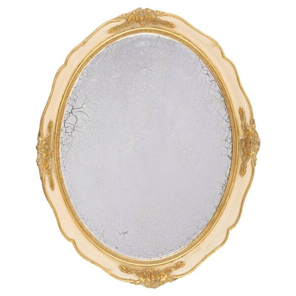 Miroir décoratif moyen en bois doré avec verre d'origine et patine, Italie, années 1960