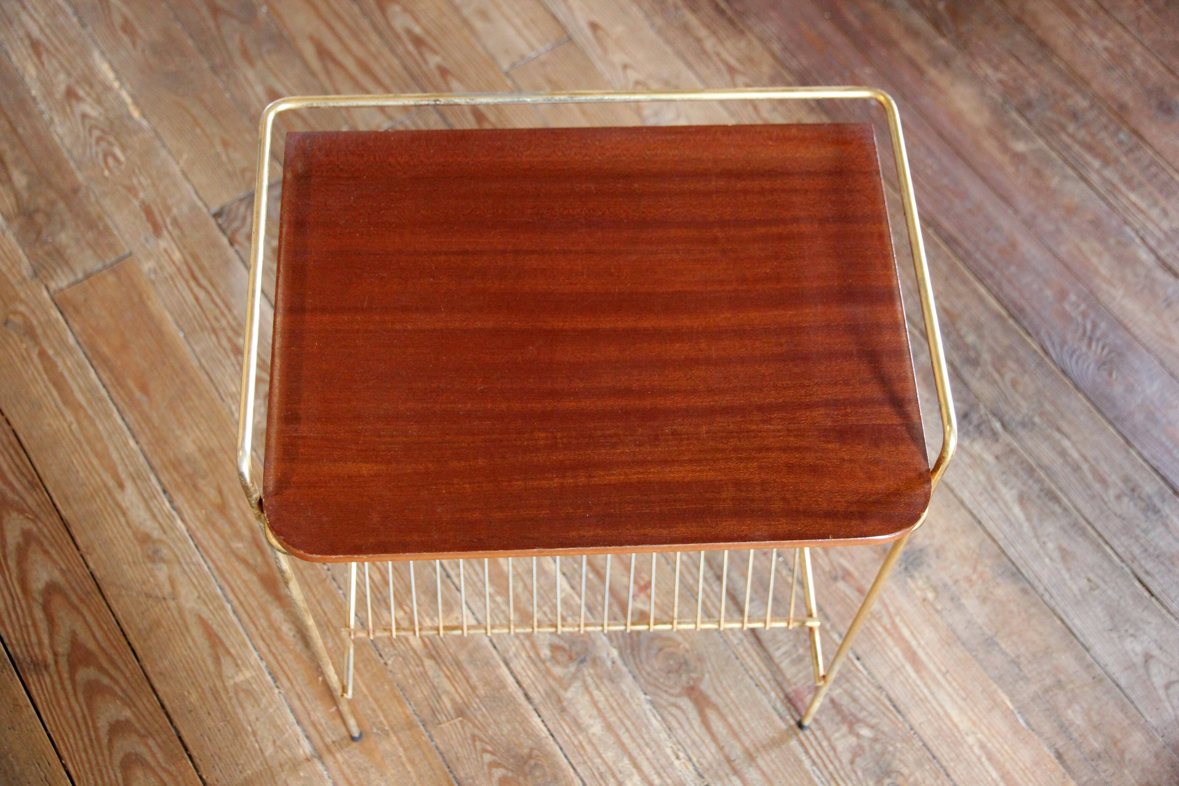 Vintage magazine rack end table, 1960s