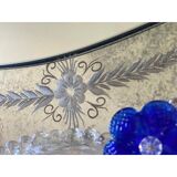 Early 21st century venetian oval floreal hand-carving mirror in murano glass