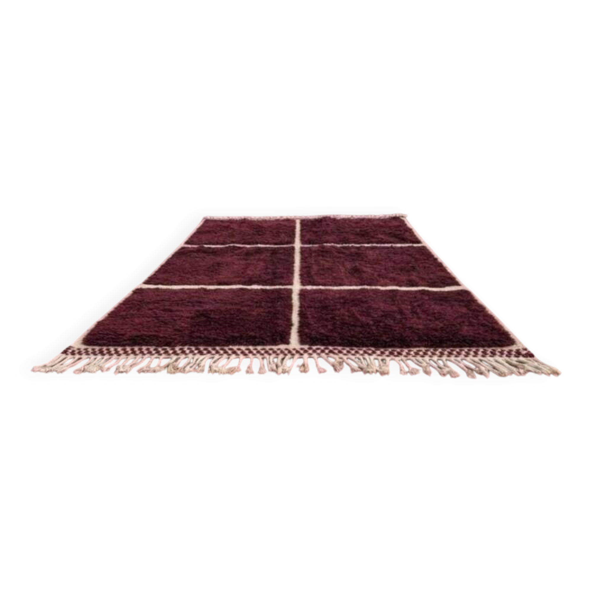 Large pure wool Berber rug in burgundy size 3/4 m