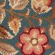 Large Floral Needlepoint Rug 217x277cm Teal Green Traditional Flatweave Carpet
