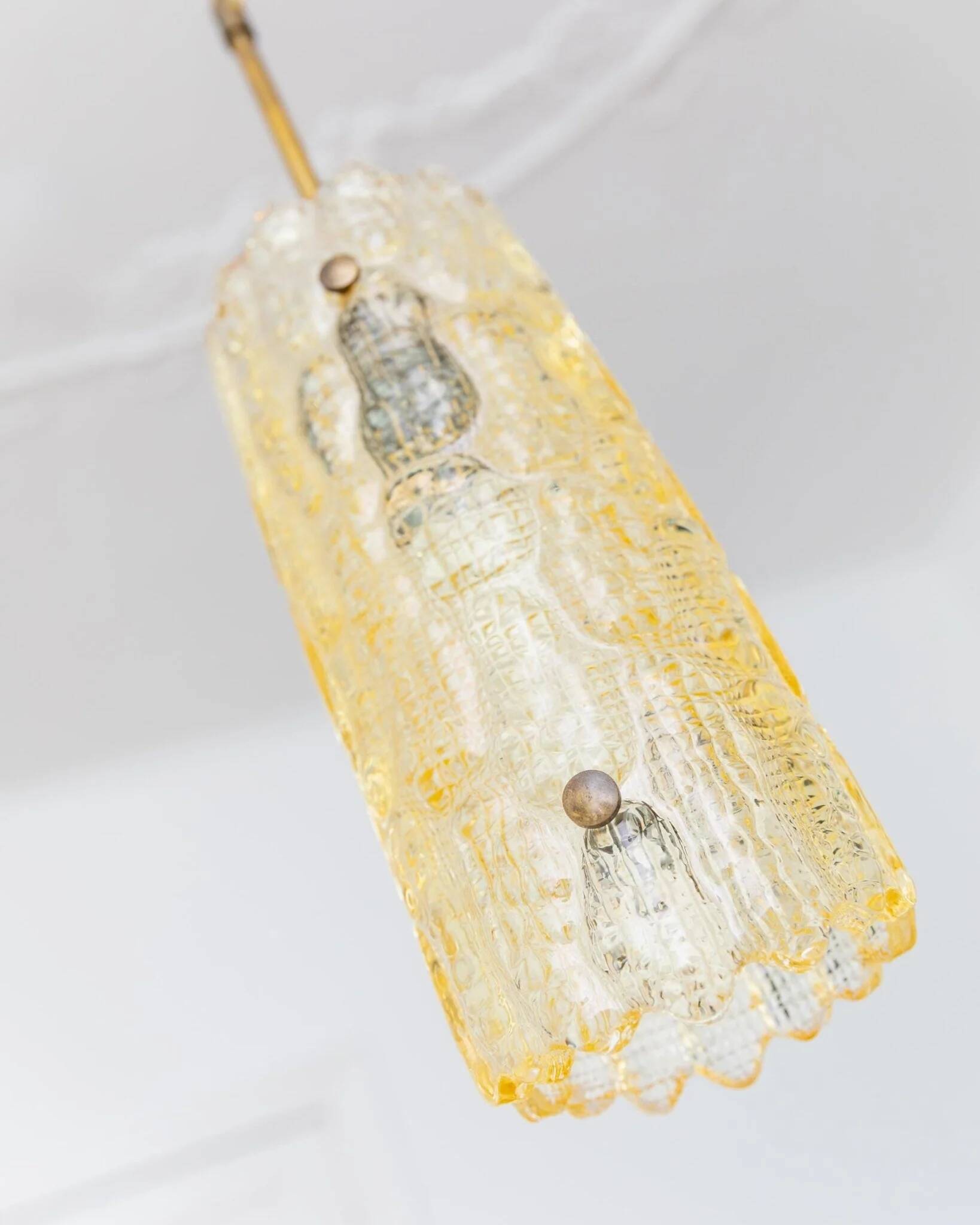 Vintage ceiling light by Carl Fagerlund for Orrefors - moulded golden glass, warm light, glass texture - 1960s - timeless design, gift idea.