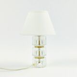 Scandinavian Glass and Brass Table Lamp by C. Fagerlund for Orrefors, 1960s